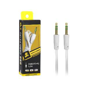 CABO AUX P2 ESTEREO FLAT 1.2M BRANCO